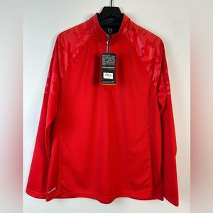 Free Country Mens Endurance Half Zip Top Mango Red Camo‎ Microtech Size L